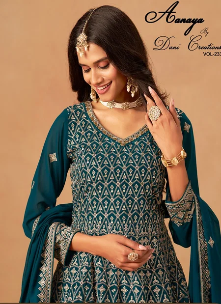 Aanaya Vol 233 By Dani Faux Georgette Top With Plazo Dupatta Wholesale Market In Surat With Price